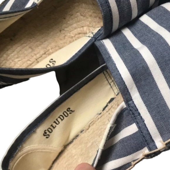 Soludos Blue Stripe Classic Espadrille Flats Denim 10 - Picture 5 of 5